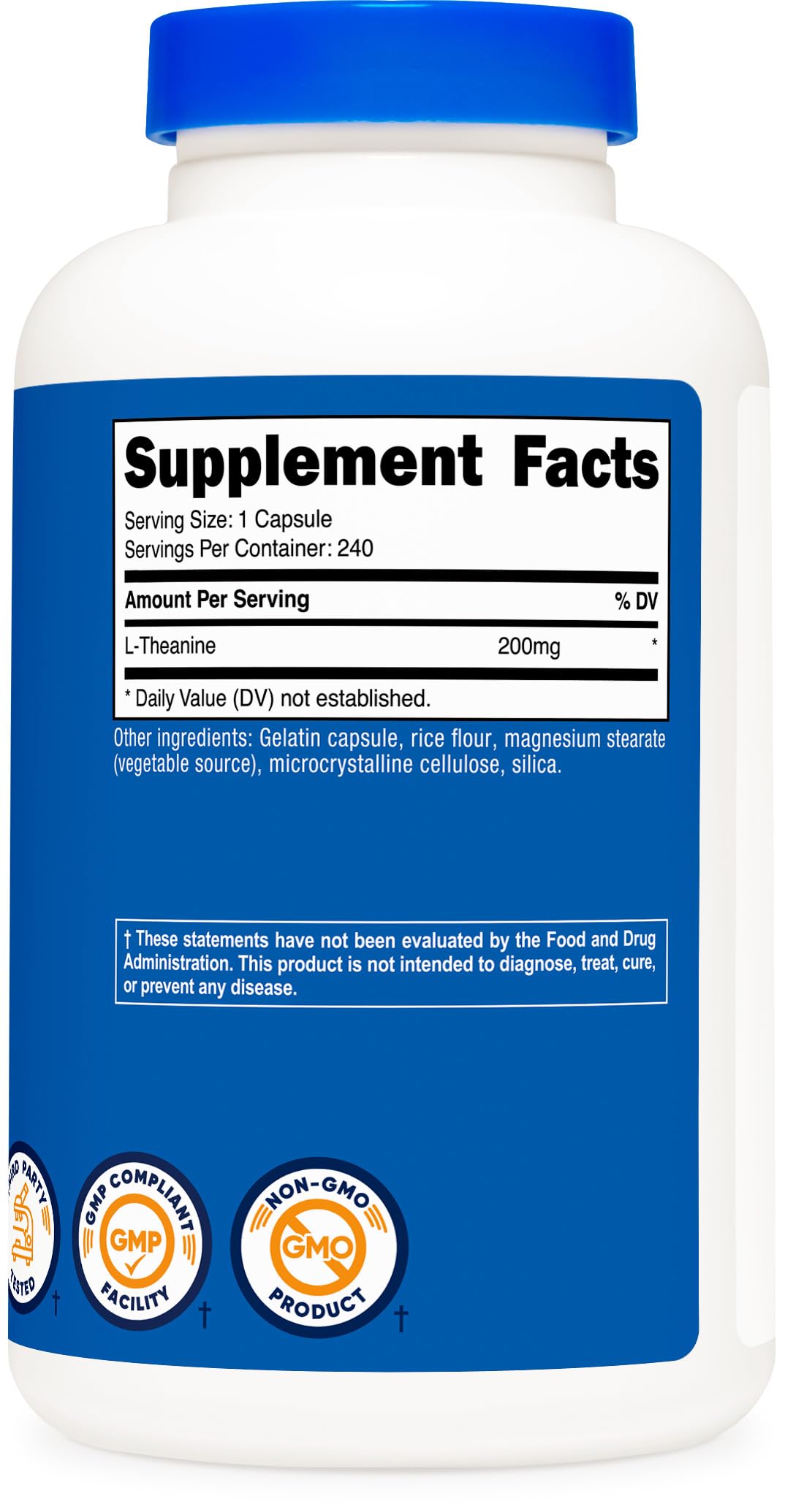 Nutricost L-Theanine 200 mg uso diario: apoyo a la concentración sin somnolencia.