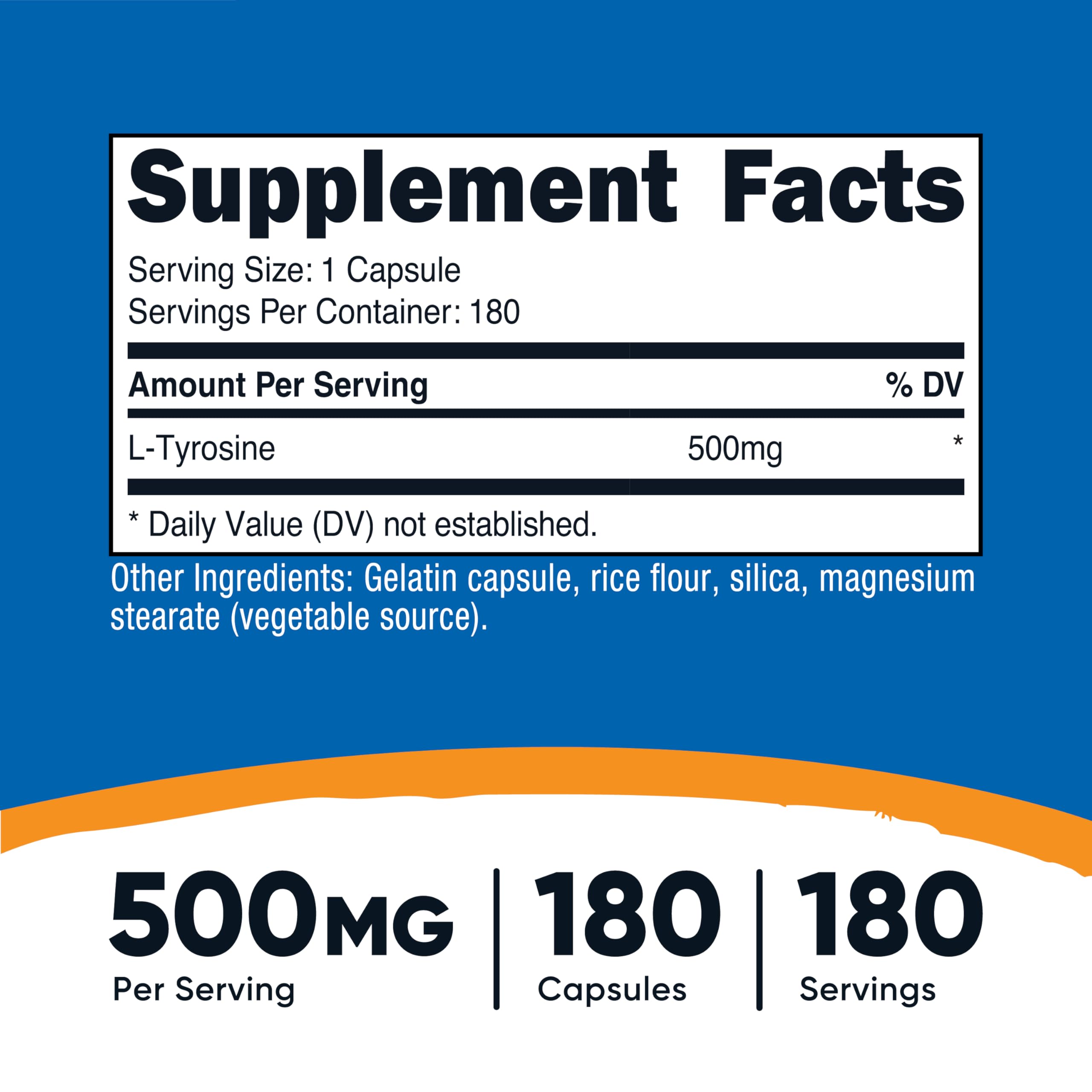 Nutricost L-Tirosina 500 mg cápsulas: formato práctico para la toma diaria