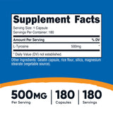 Nutricost L-Tirosina 500 mg cápsulas: formato práctico para la toma diaria