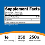 Nutricost L-tirosina porción 1000 mg, dosis diaria para batidos.