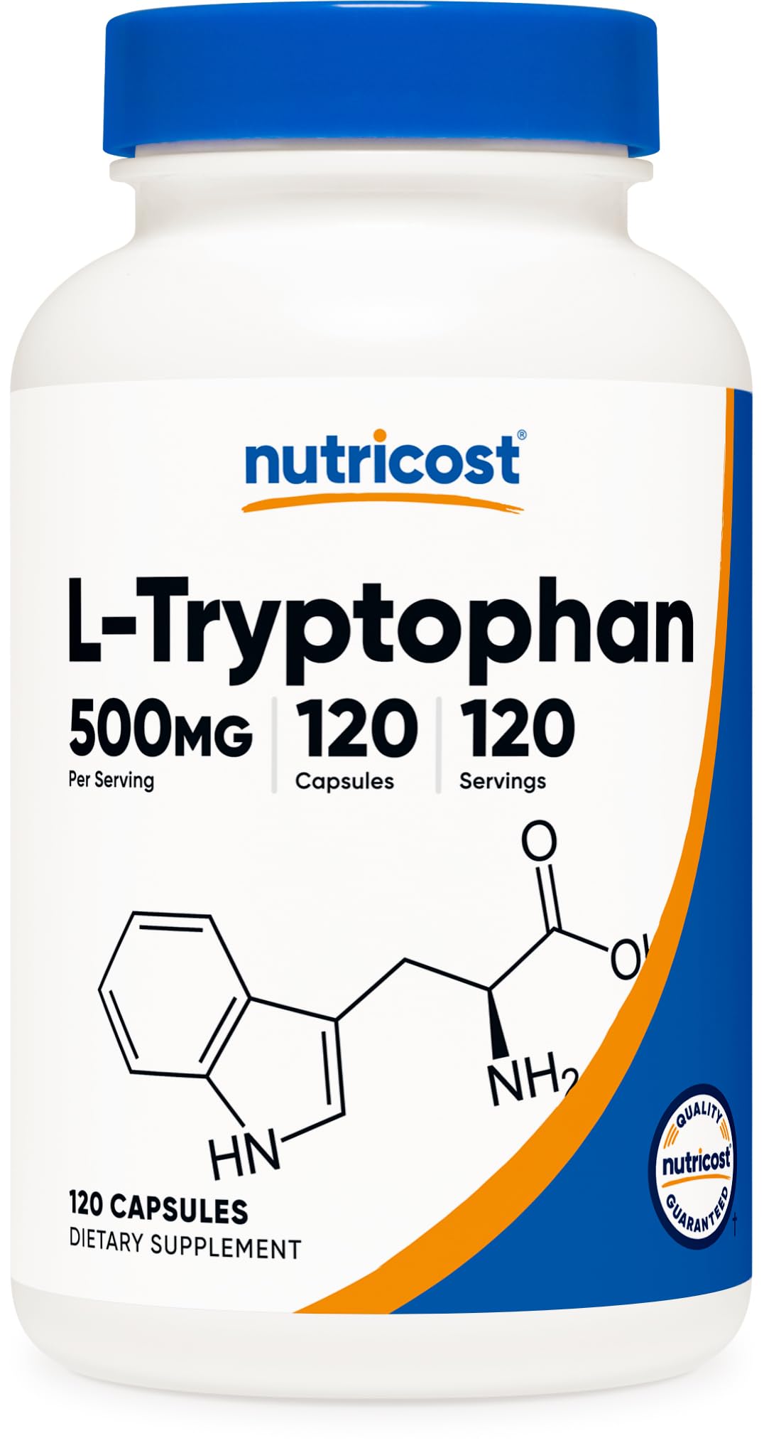 Nutricost L-Tryptophan 500mg: botella de cápsulas para uso diario