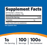 Nutricost L-Tyrosine, cucharita de 1 g para dosis precisas.