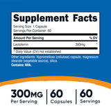 Nutricost Lactoferrina, cápsulas de 300 mg por dosis para tu rutina.