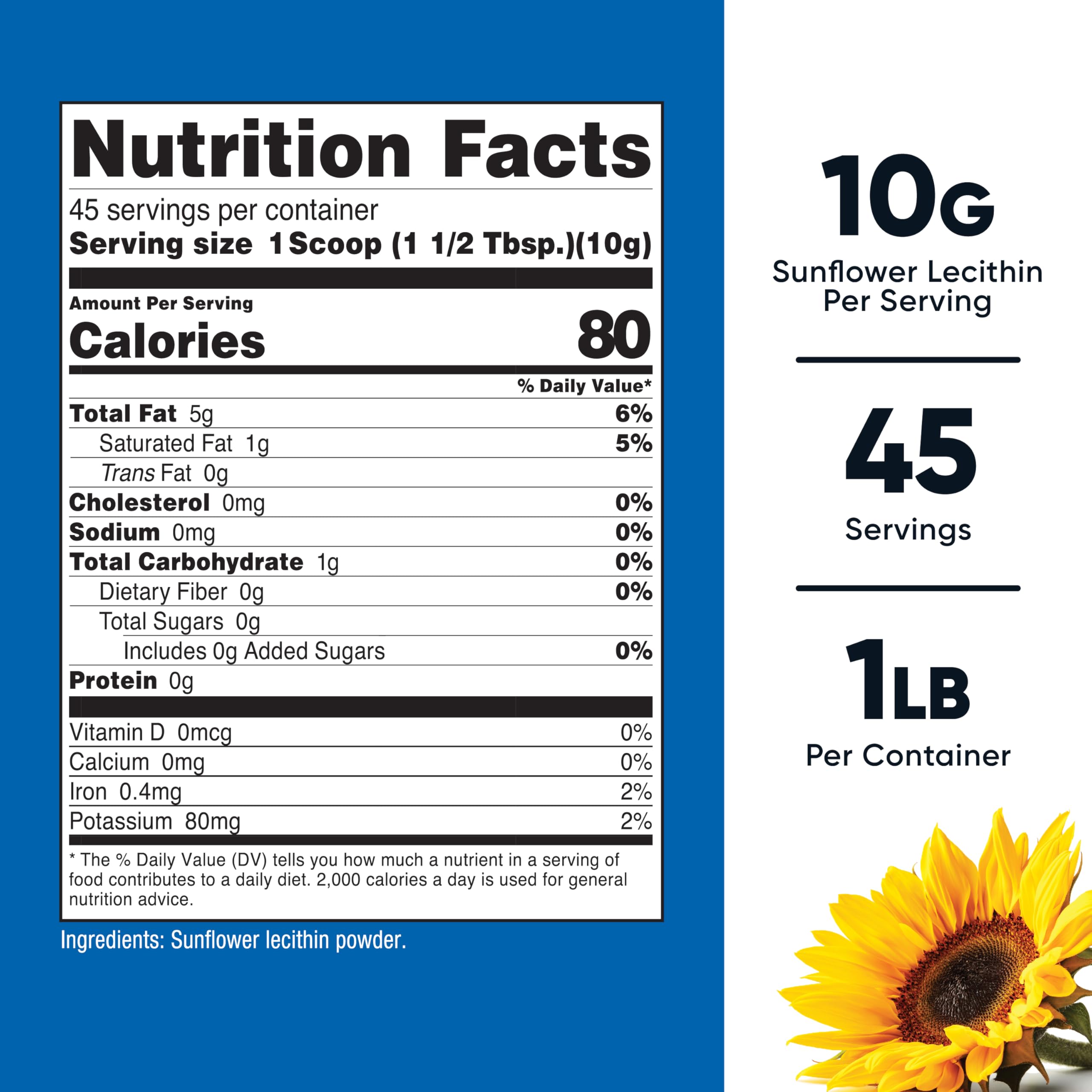 Nutricost Lecitina de girasol, polvo fino listo para mezclar en batidos y recetas