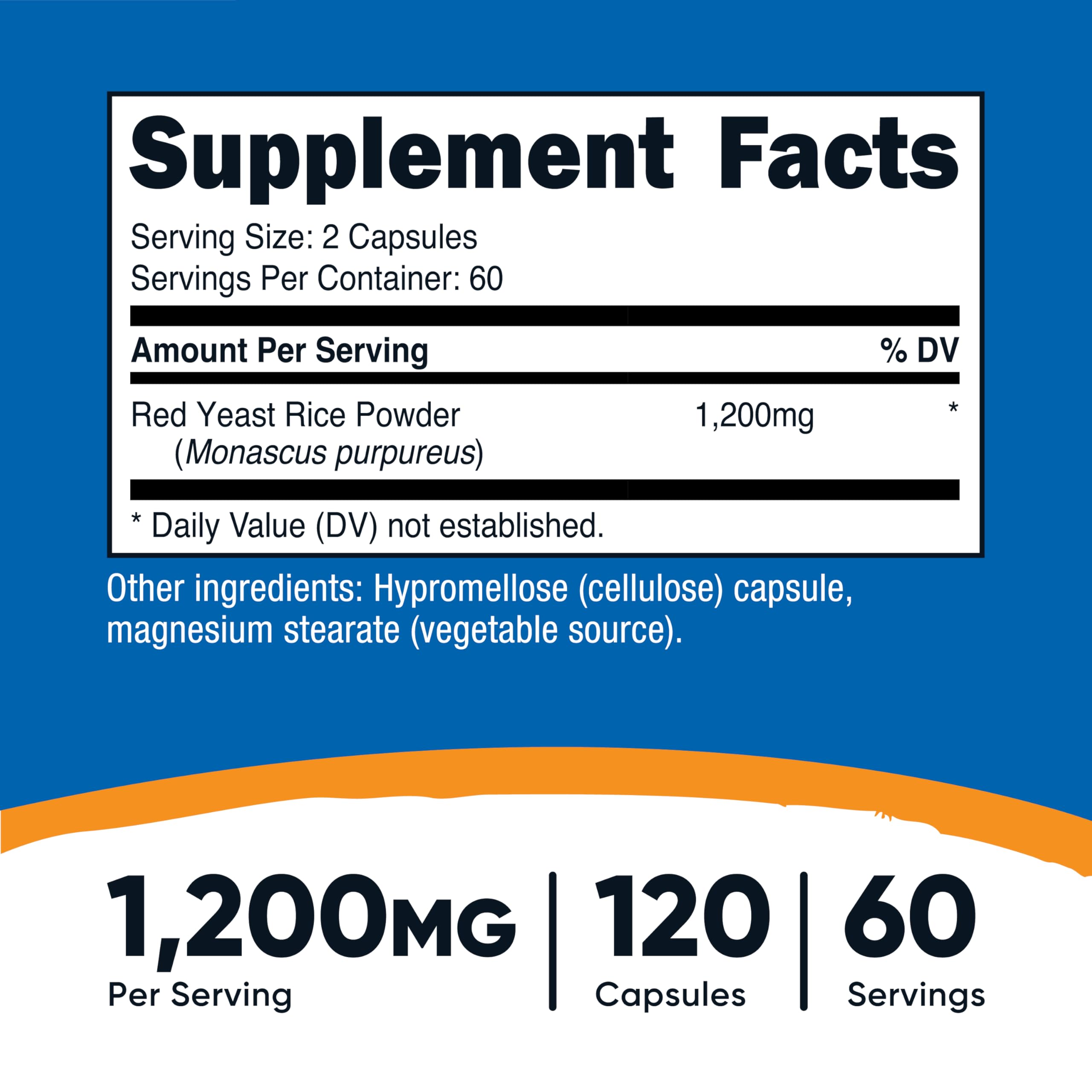 Nutricost Levadura Roja 1200 mg, cápsulas, presentación vegetariana para tu dieta