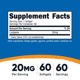 Nutricost Licopeno 20 mg, botella con 60 cápsulas para rutina diaria.