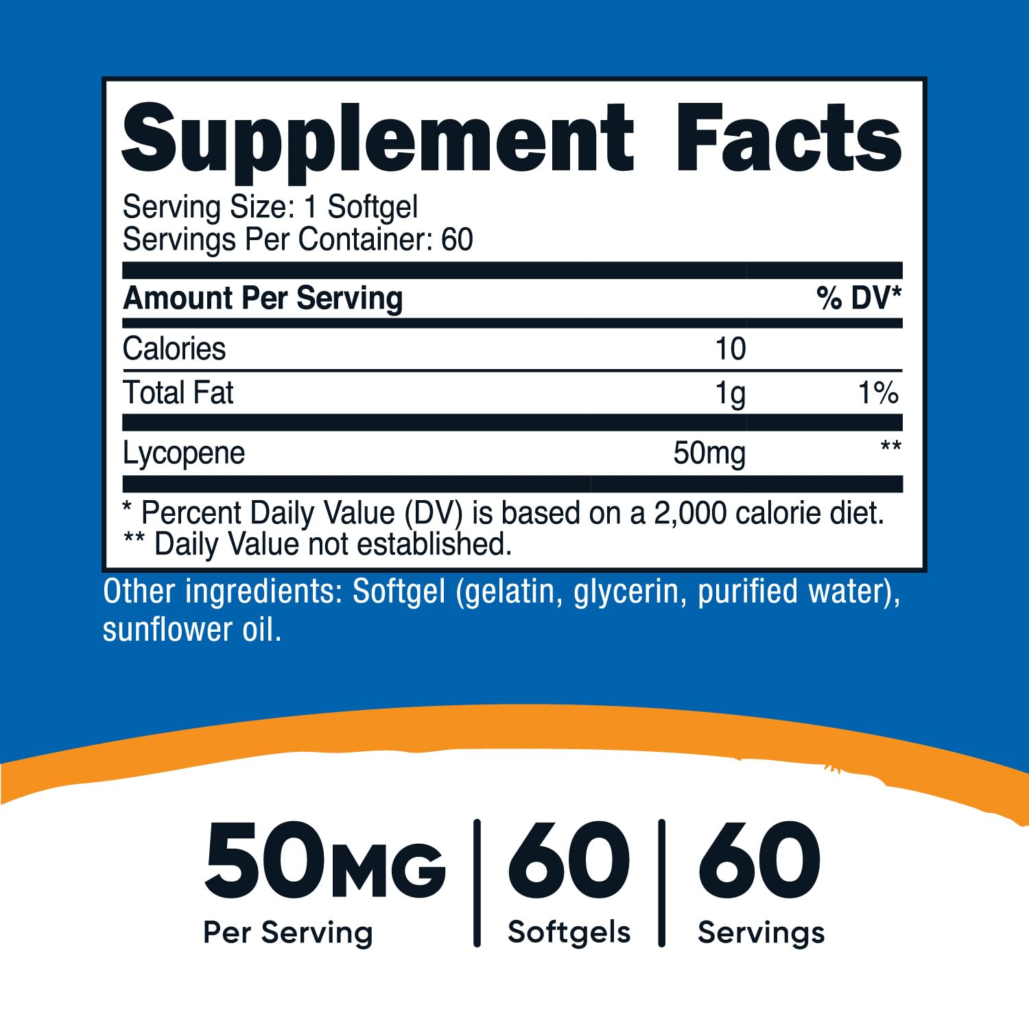 Nutricost Licopeno 50 mg cápsula detallada mostrando textura suave y fácil de tragar
