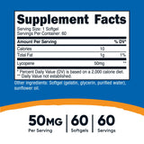 Nutricost Licopeno 50 mg cápsula detallada mostrando textura suave y fácil de tragar