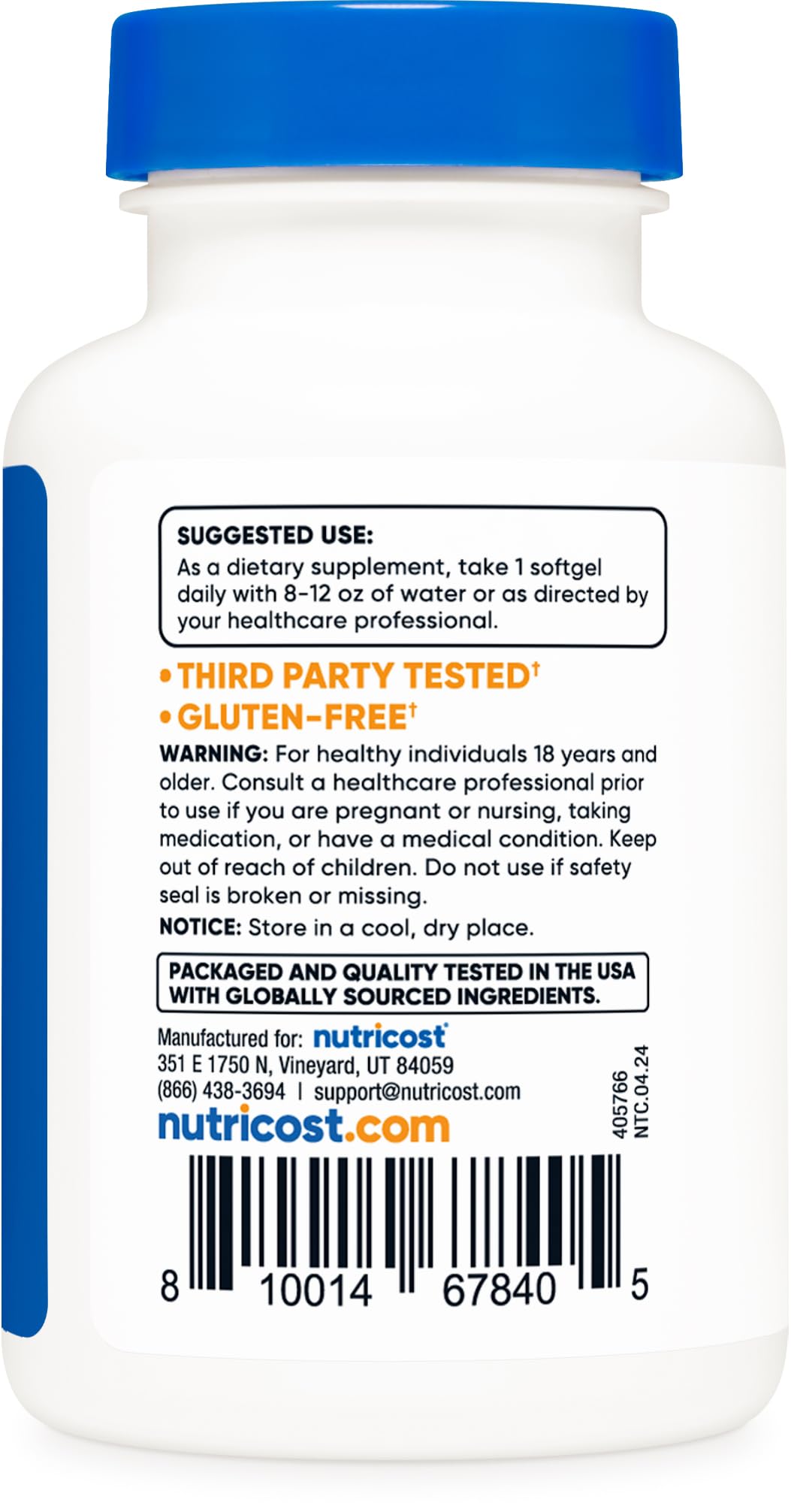 Nutricost Licopeno 50 mg etiqueta clara con información y dosis