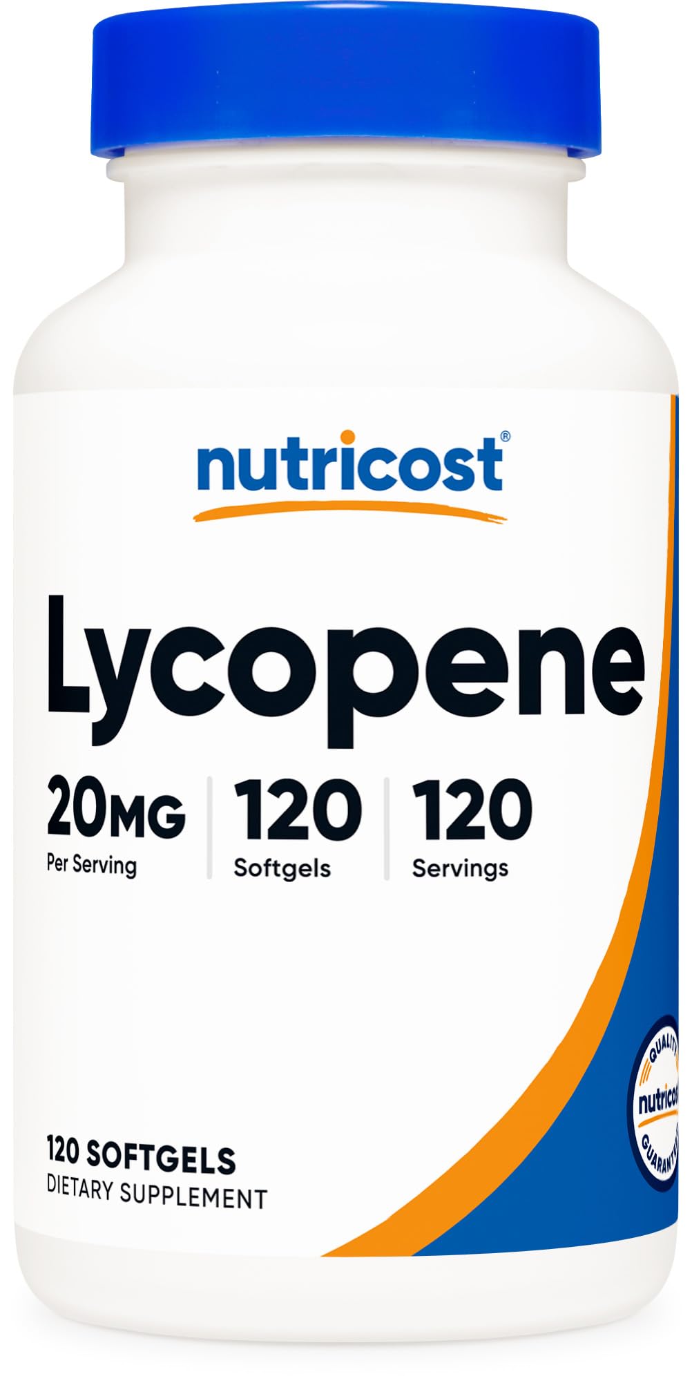 Nutricost Licopeno: botella con 120 cápsulas blandas para uso diario.