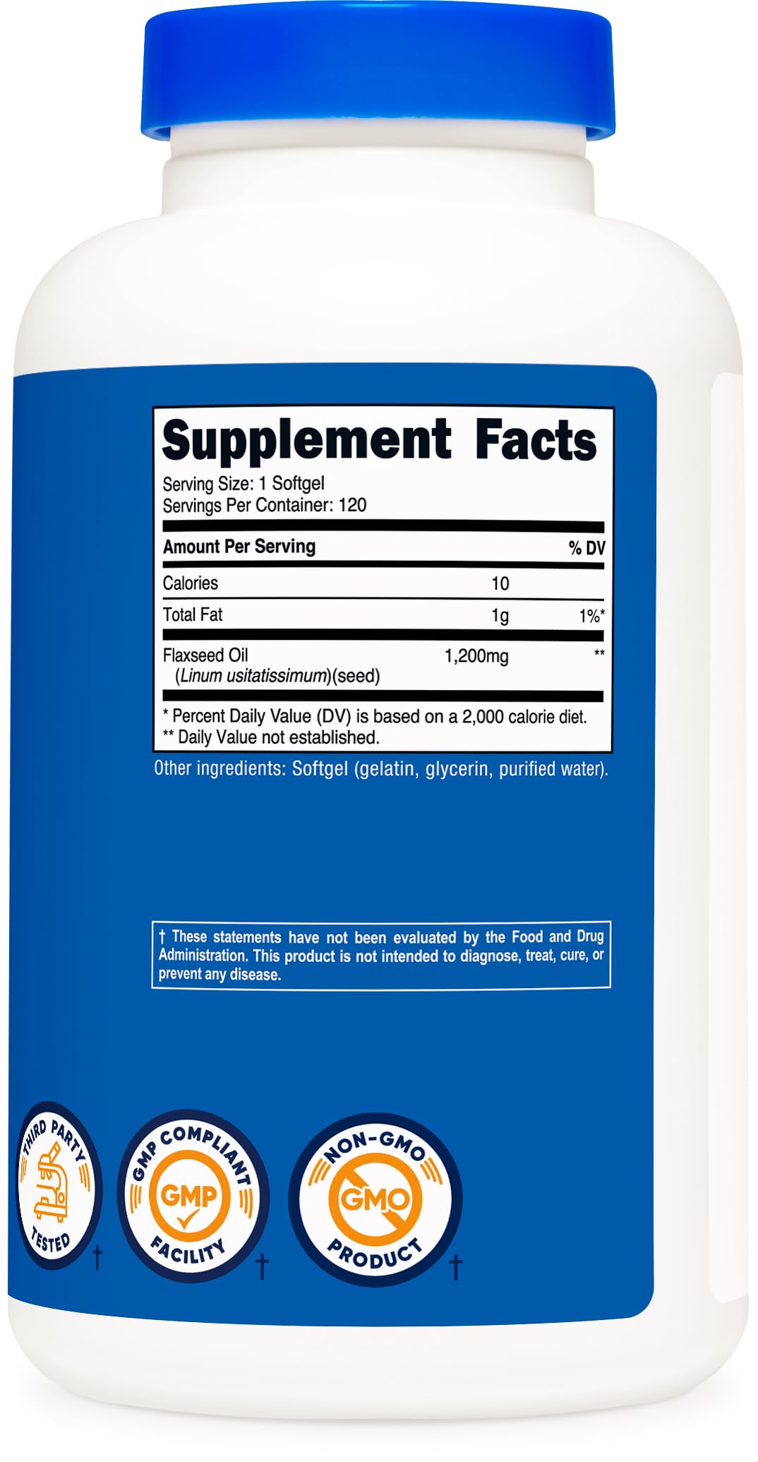 Nutricost aceite de linaza 1200 mg: uso diario fácil y práctico.