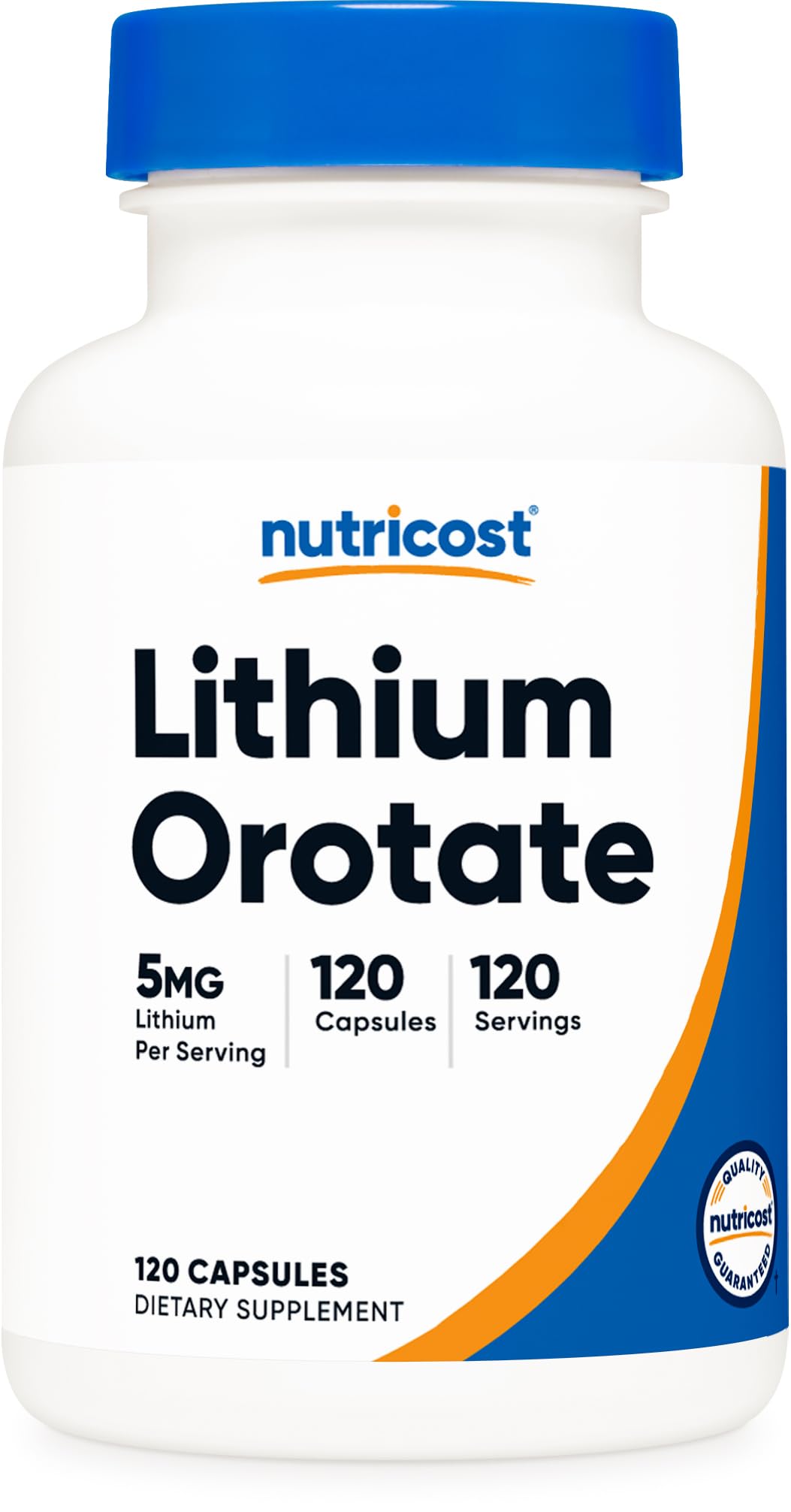 Nutricost Lithium Orotate 5mg – botella de cápsulas vegetarianas para uso diario