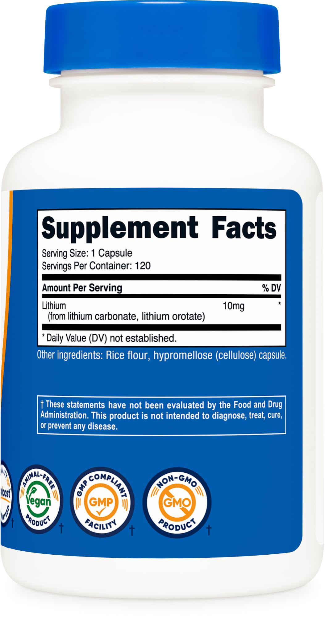 Nutricost litio orotato 10 mg dosificación de cápsulas para una rutina diaria simple