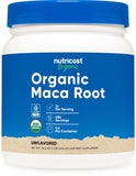 Nutricost Maca Orgánica en Polvo, frasco, fuente natural de energía suave.