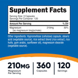 Nutricost Magnesio glicinato, porciones de 210 mg para una suplementación flexible.