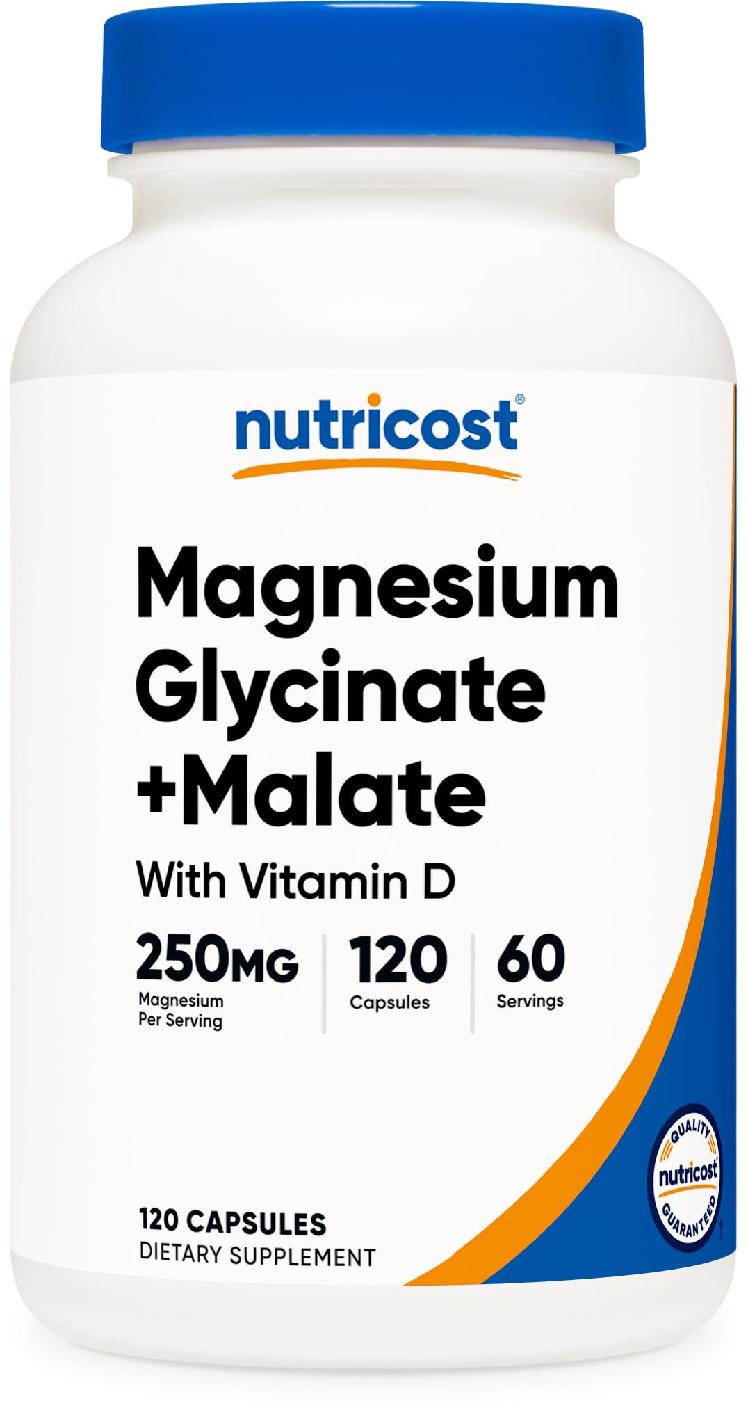 Nutricost magnesio glicinato malato 250 mg cápsulas para bienestar diario