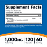 Cápsulas Nutricost Magnesio Orotato frasco de 120 cápsulas