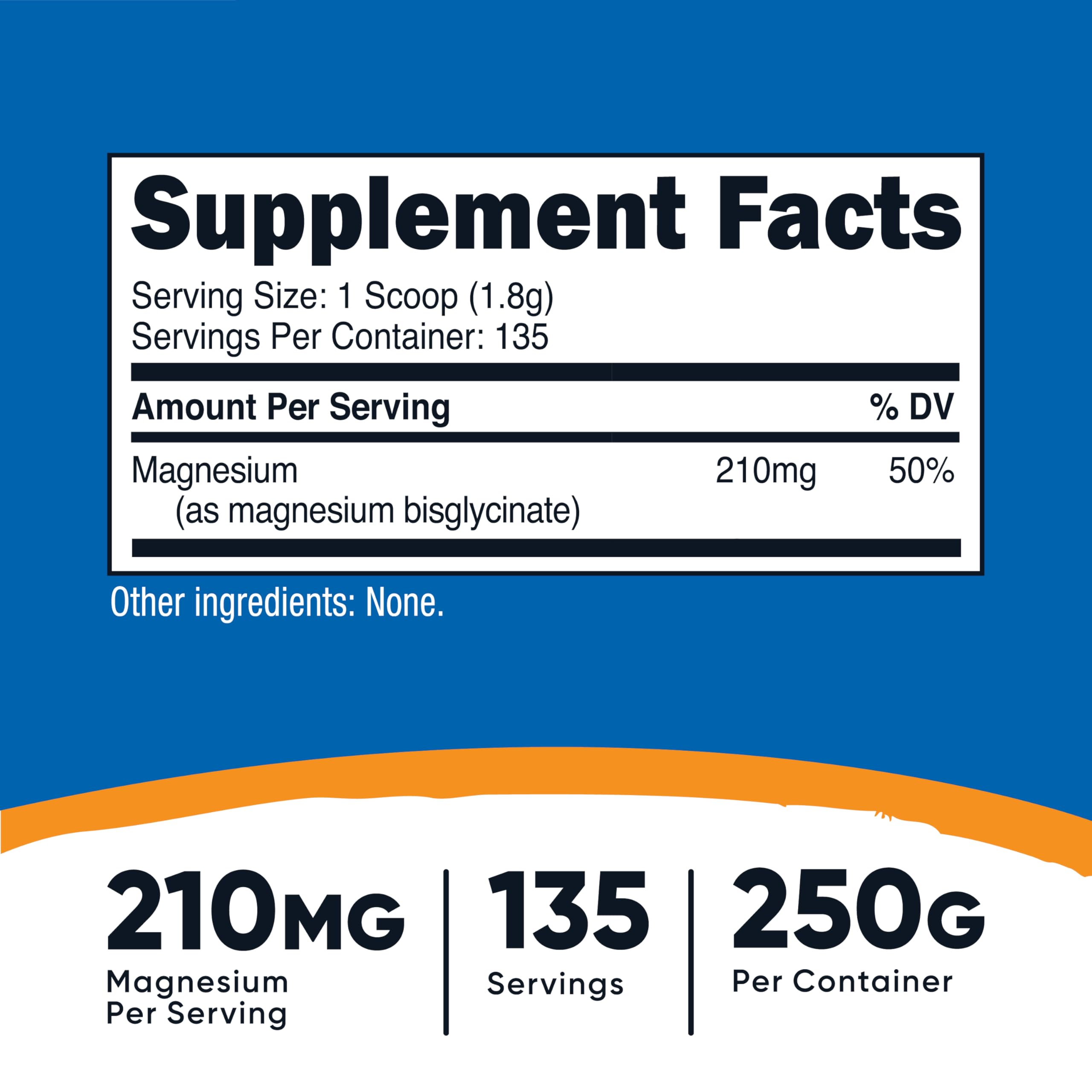 Nutricost Magnesio Bisglicinato envase 250 g para uso prolongado.