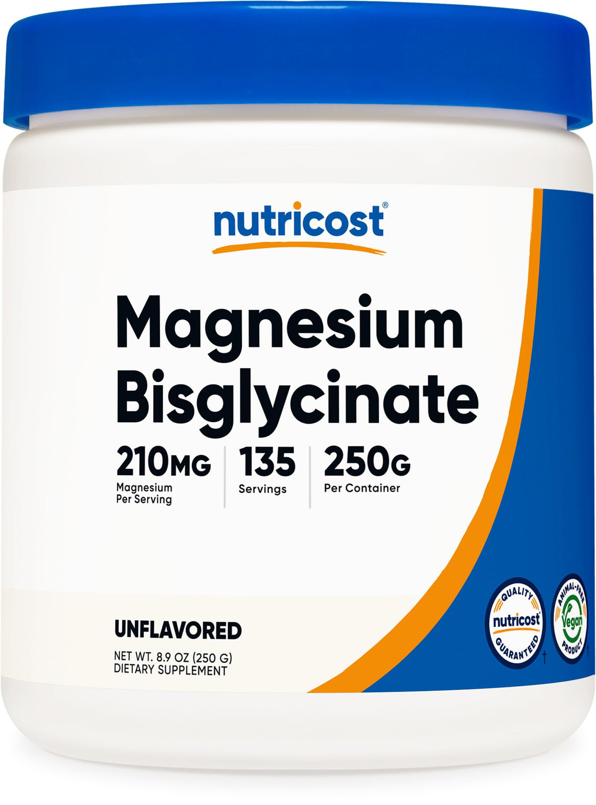 Nutricost Magnesio Bisglicinato polvo sin sabor, listo para mezclar en bebidas.