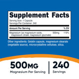 Nutricost Magnesium Complex 500mg: etiqueta frontal que destaca ingredientes y uso diario.