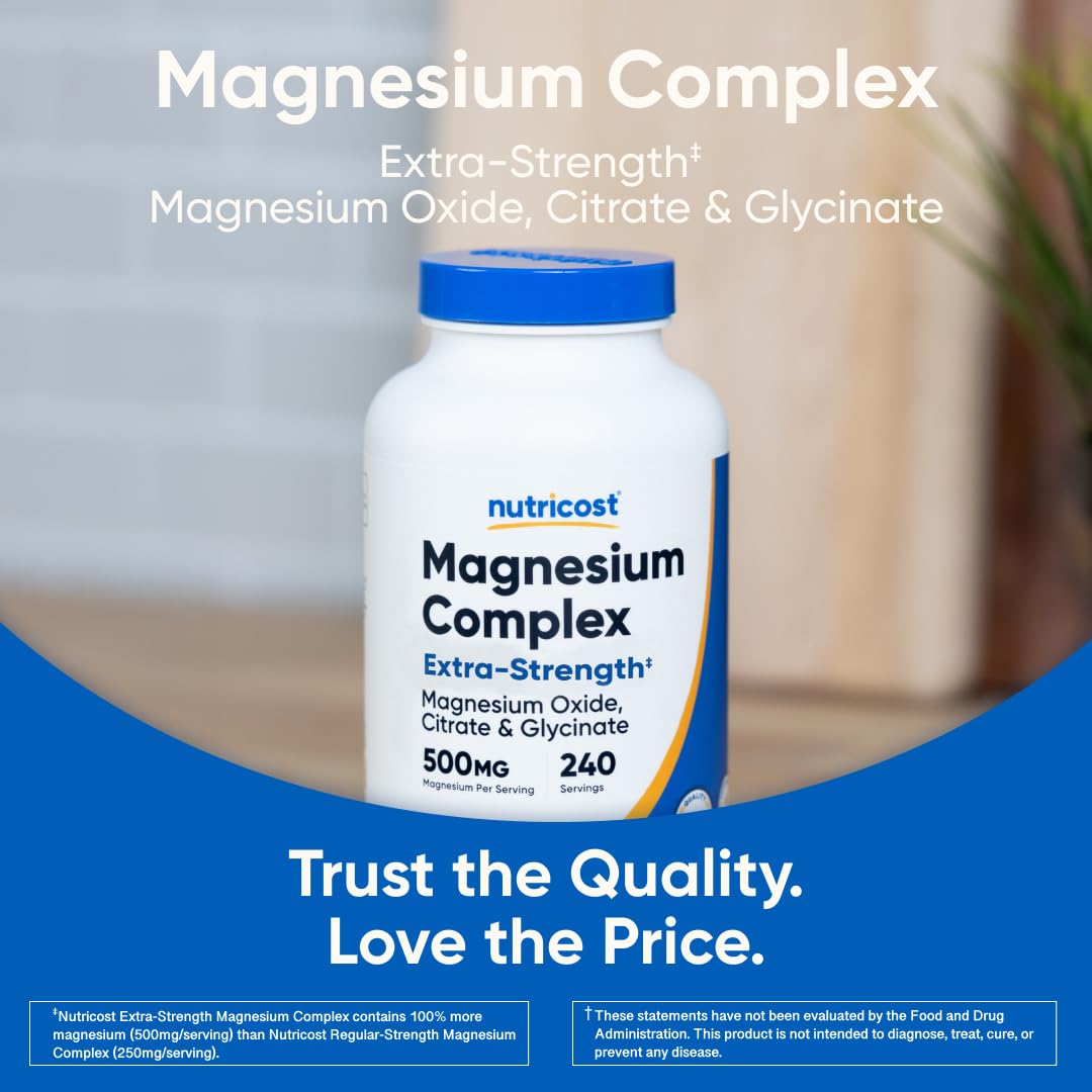 Nutricost Magnesium Complex 500mg: uso diario en casa para apoyar la rutina.