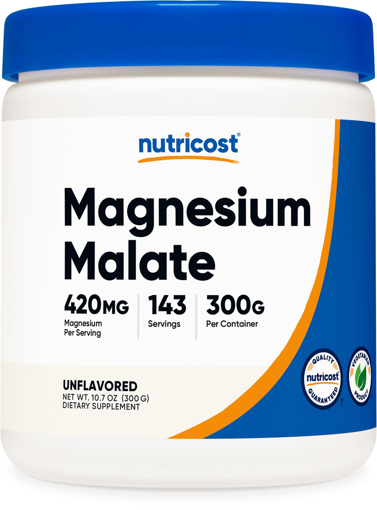 Nutricost Magnesium Malate Powder en envase compacto para uso diario.