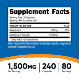 Nutricost Magnesium Taurate 1500mg, etiqueta visible con dosis recomendadas