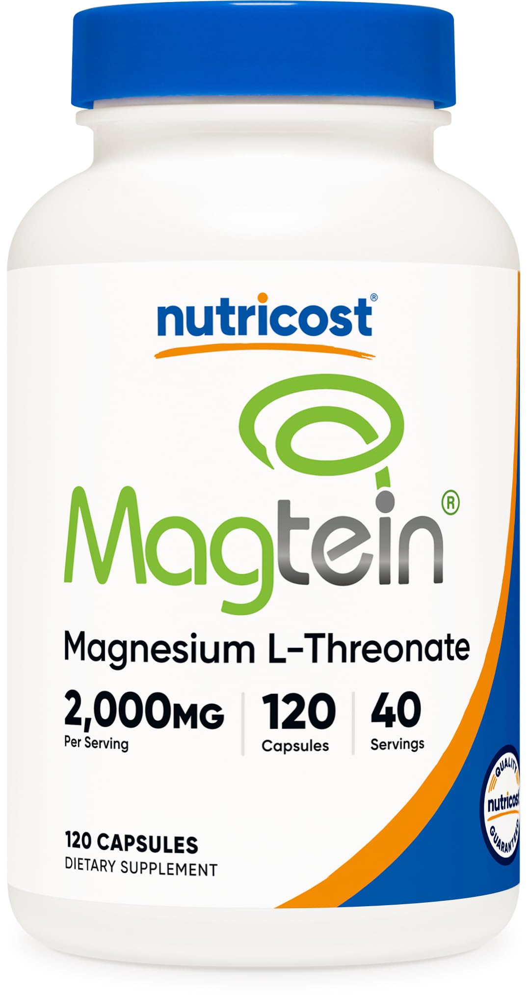 Nutricost Magtein 2000 mg cápsulas, botella lista para la rutina diaria.