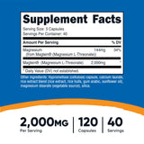 Etiqueta clara de Nutricost Magtein con información del producto.