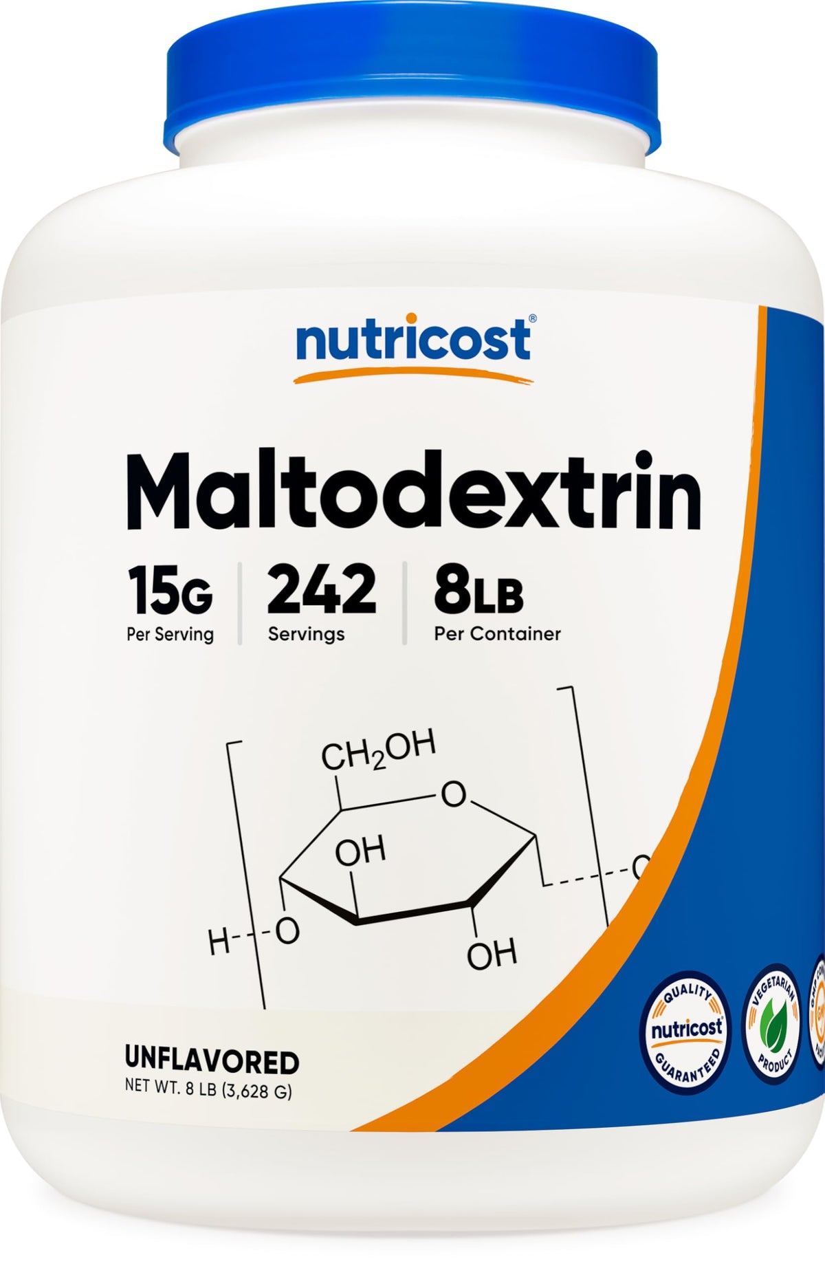 Nutricost Maltodextrina en polvo 8 lb, ideal para batidos de carbohidratos.