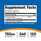 Nutricost Manzanilla 750 mg, etiqueta visible y formato vegetariano.