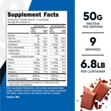 Nutricost Mass Gainer doble chocolate, porción de 50 g de proteína por servicio.