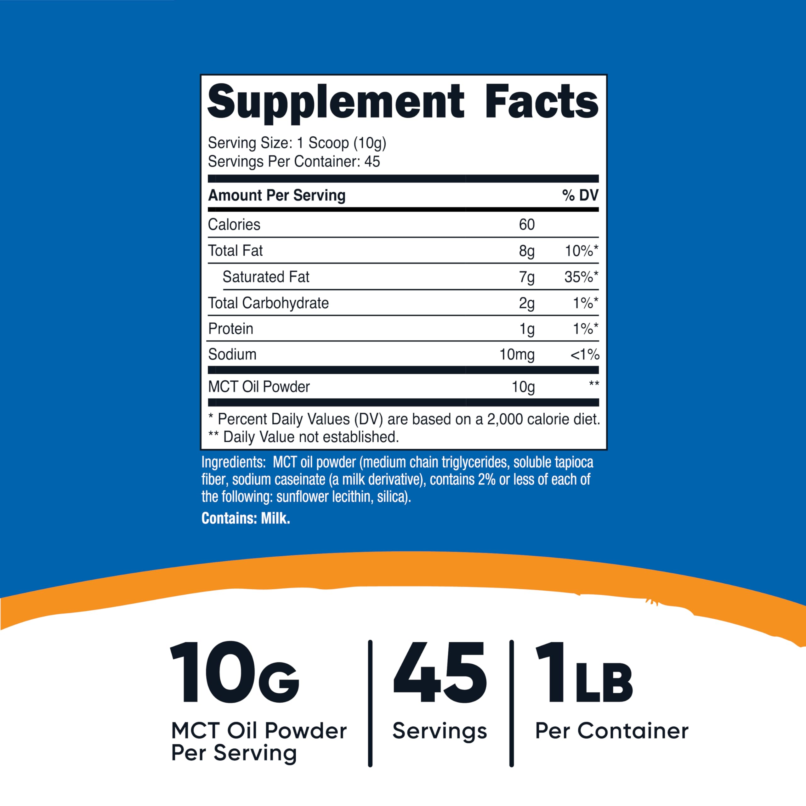 Nutricost MCT Polvo Dosis Medidora, usa una cucharada para acelerar tus rutinas