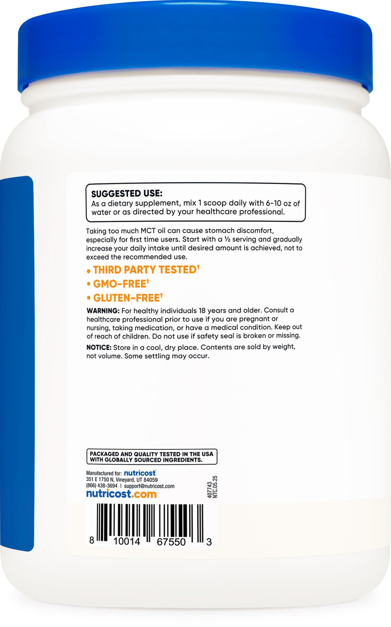 Nutricost MCT Polvo Preparación Keto, ideal para recetas bajas en carbohidratos