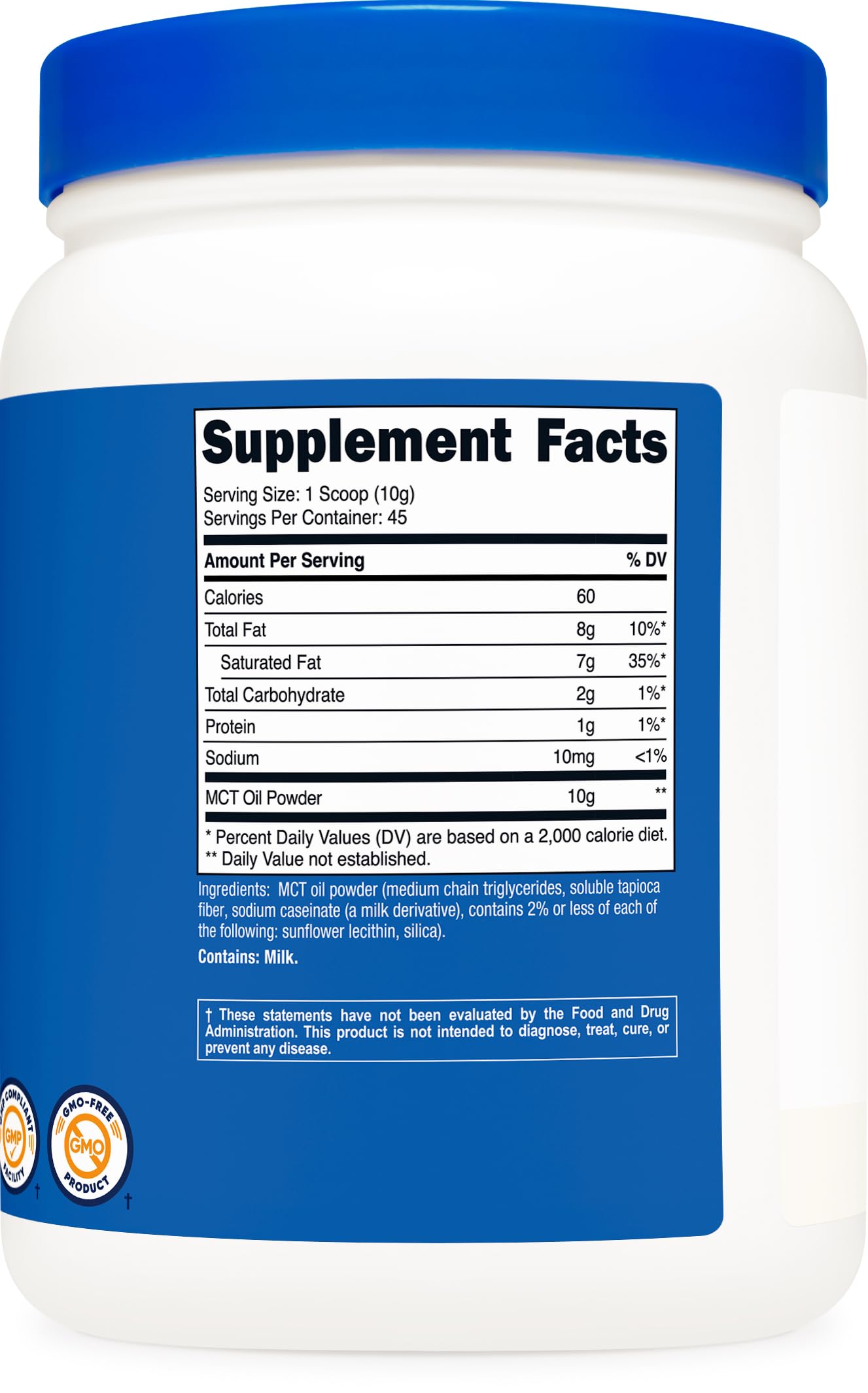 Nutricost MCT Polvo Uso Diario, complemento libre de gluten y sin OGM
