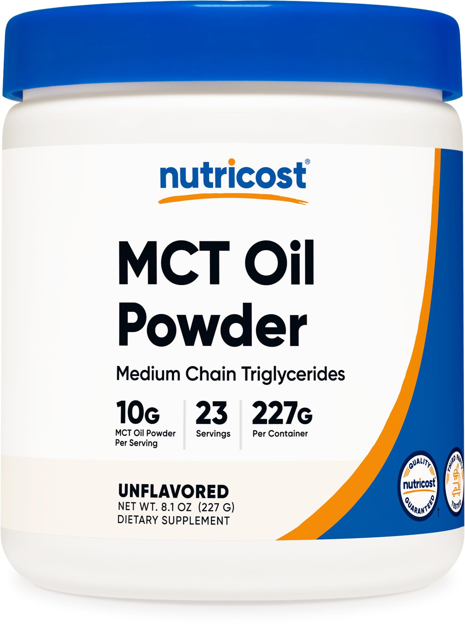 Nutricost Polvo de Aceite MCT, presentación 0,5 lb, práctico para dietas cetogénicas.