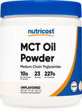 Nutricost Polvo de Aceite MCT, presentación 0,5 lb, práctico para dietas cetogénicas.