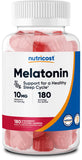 Gomitas Nutricost melatonina 10 mg sabor fresa en envase práctico para descanso