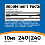 Nutricost Melatonina 10 mg, frasco, dosis convenientes cada noche