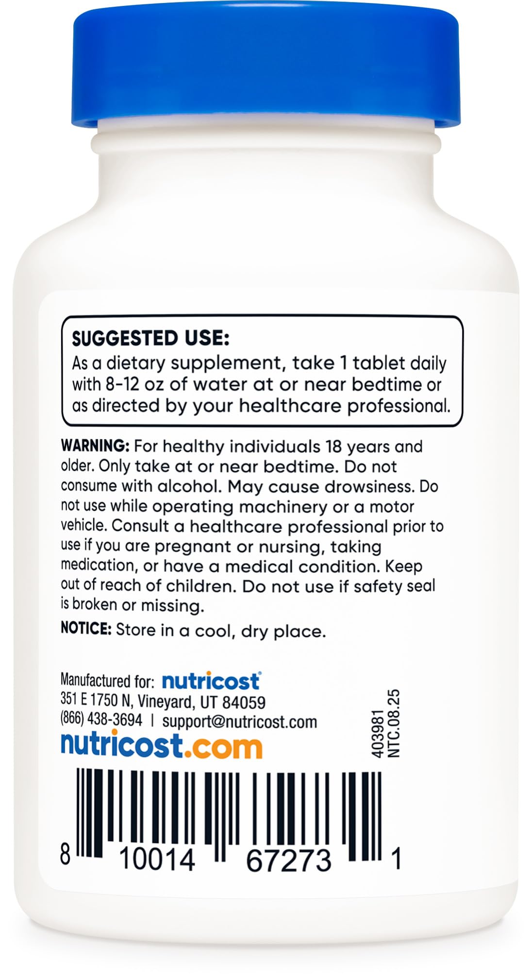 Nutricost Melatonina 10 mg, libre de gluten para dietas específicas
