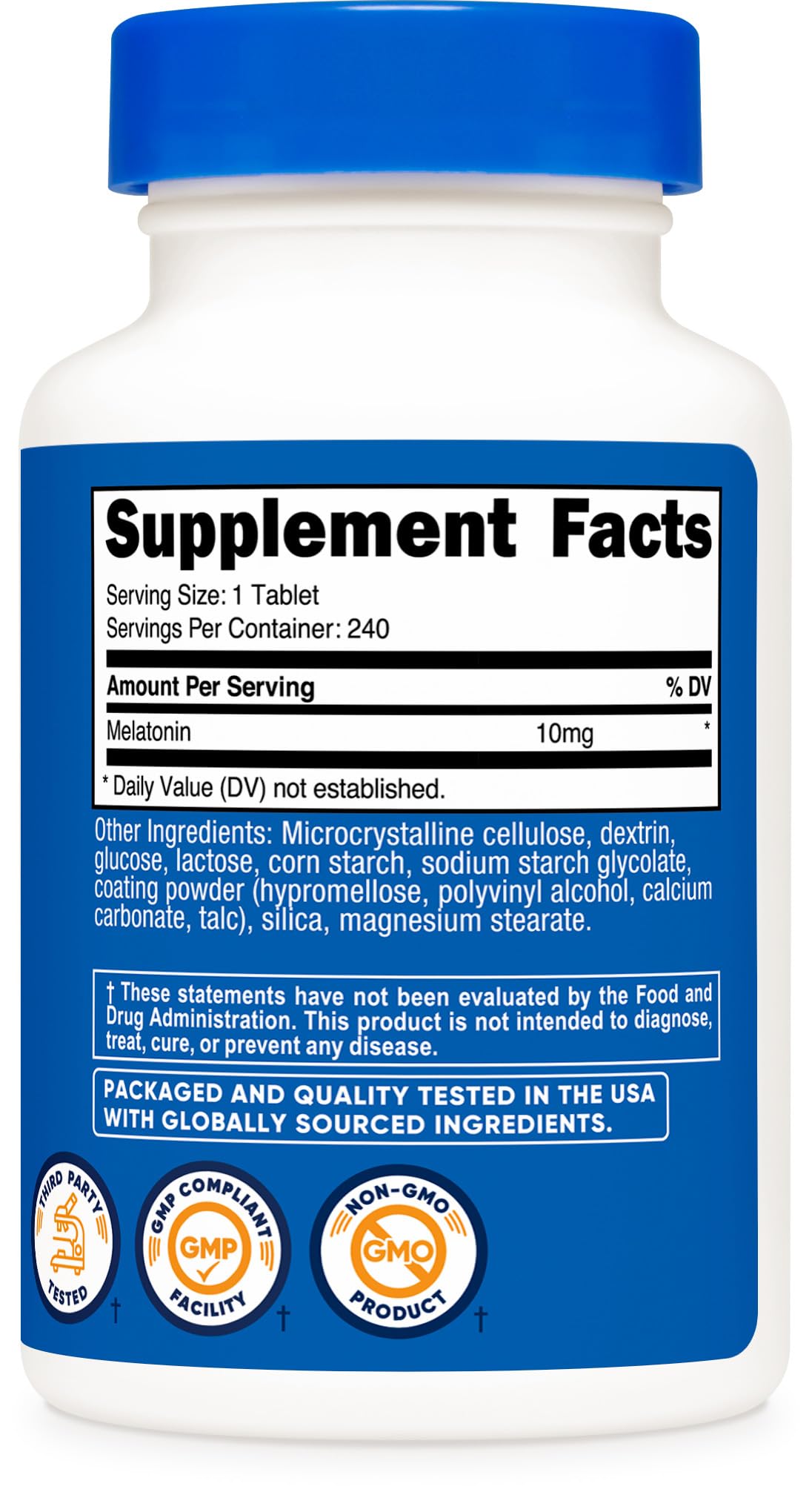 Nutricost Melatonina 10 mg, libre de soja para dietas