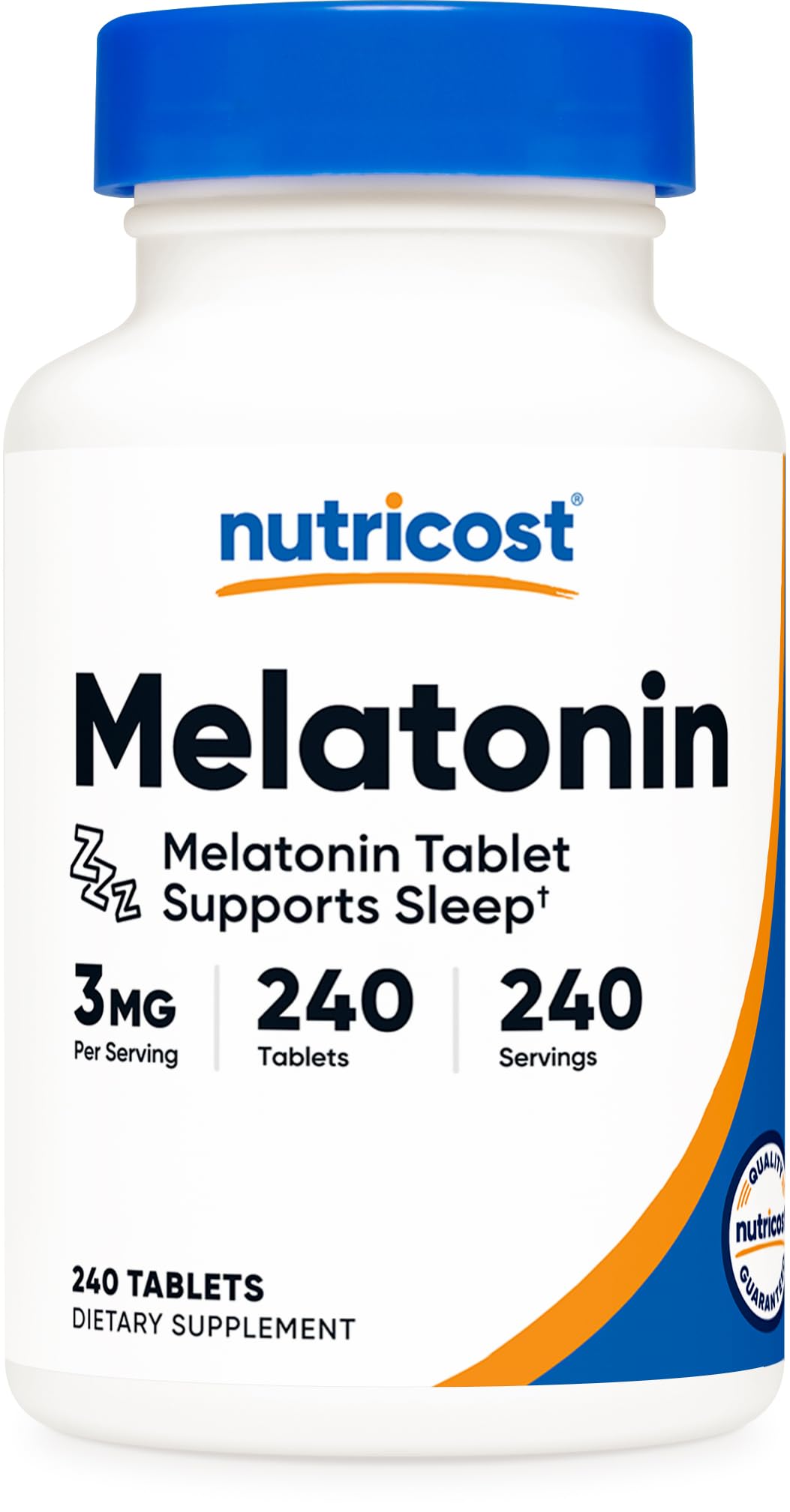 Nutricost Melatonina: frasco con tabletas fáciles de tragar para un descanso cómodo