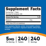 Presentación en botella de Nutricost Melatonina 5 mg para almacenamiento diario.