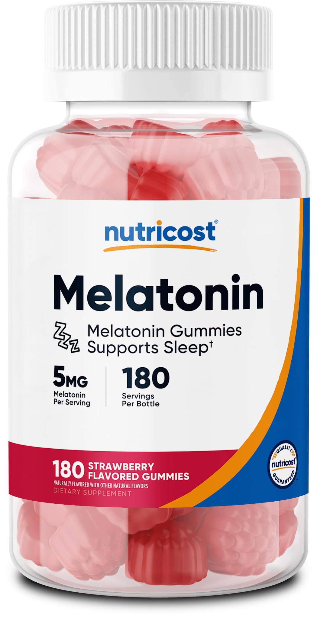 Nutricost Melatonina 5 mg – botella frontal, apoyo a la rutina nocturna