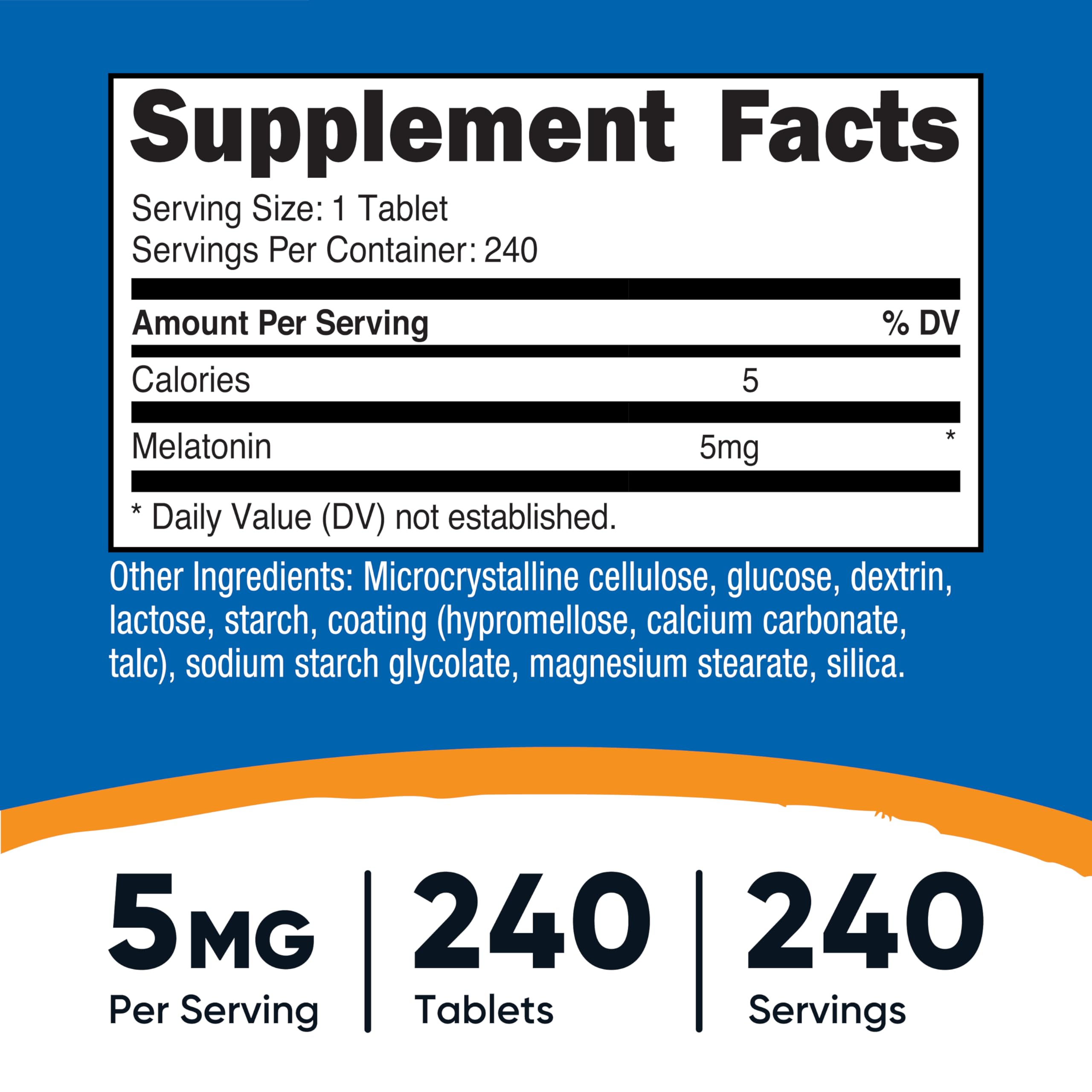 Nutricost Melatonina 5mg: tabletas fáciles de tragar para la dosis diaria