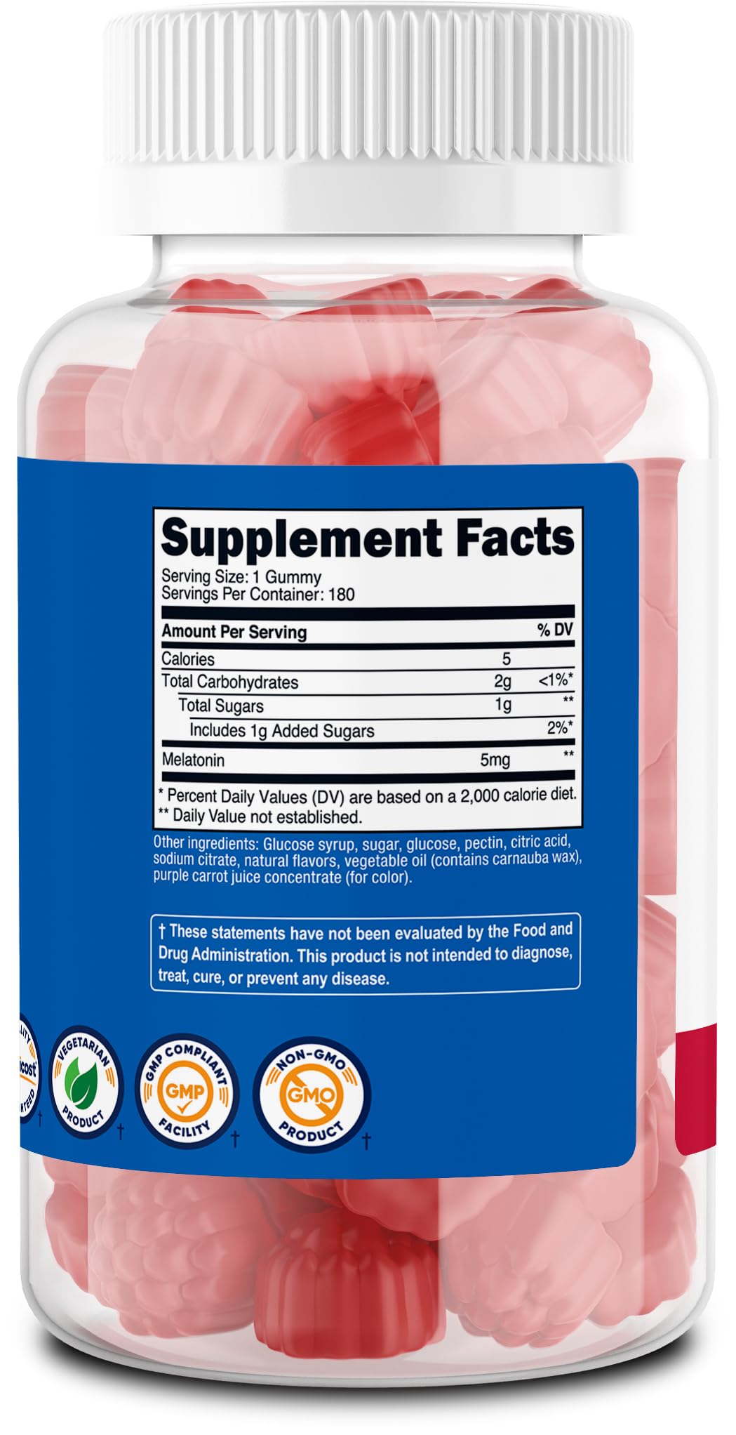 Uso nocturno con sabor a fresa, Nutricost Melatonina 5 mg