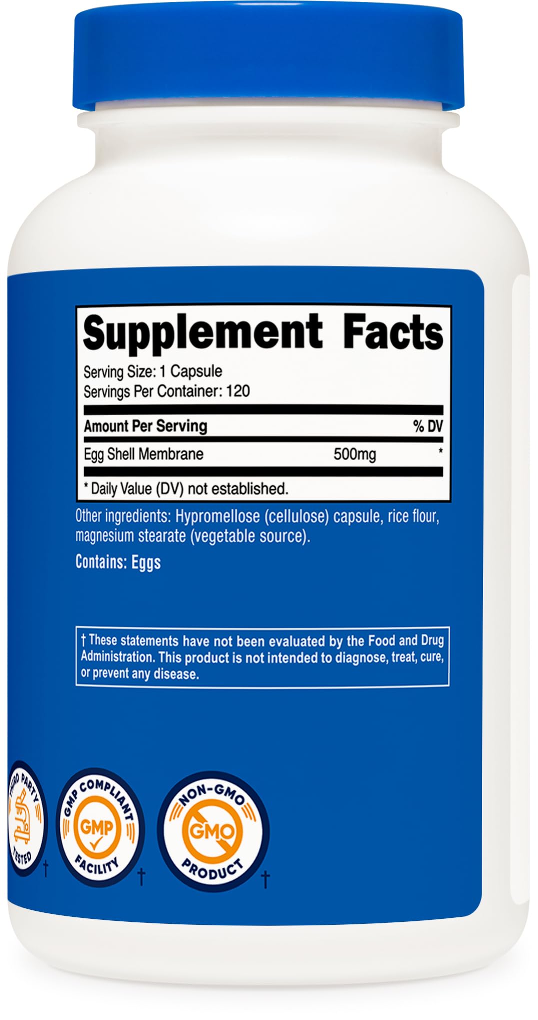 Nutricost Membrana de Cáscara de Huevo: uso diario sin gluten y sin OGM.