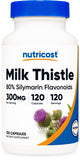 Nutricost Milk Thistle: botella con cápsulas de 300 mg para uso diario