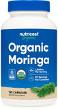 Botella de Nutricost Moringa Capsules con 180 cápsulas para uso diario.