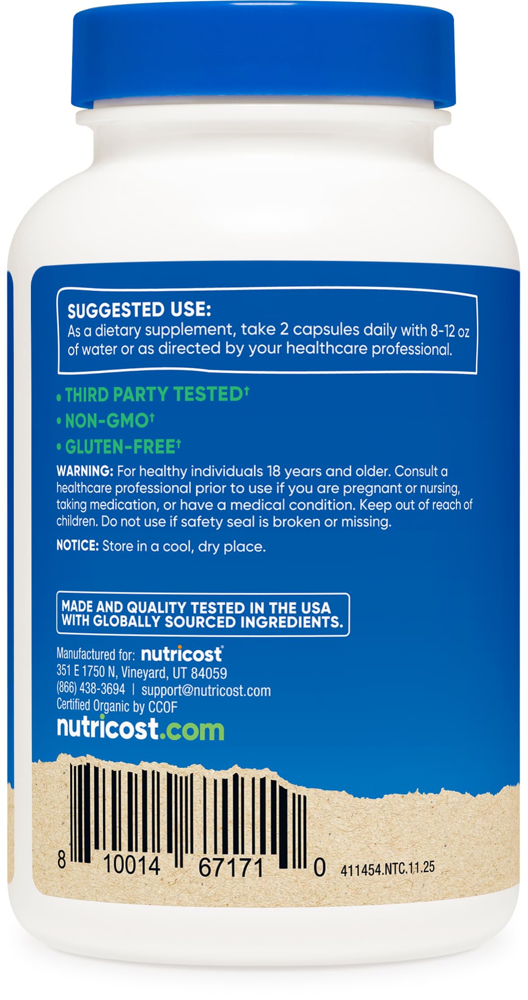 Dos cápsulas por porción de Nutricost Moringa para una ingesta consistente.